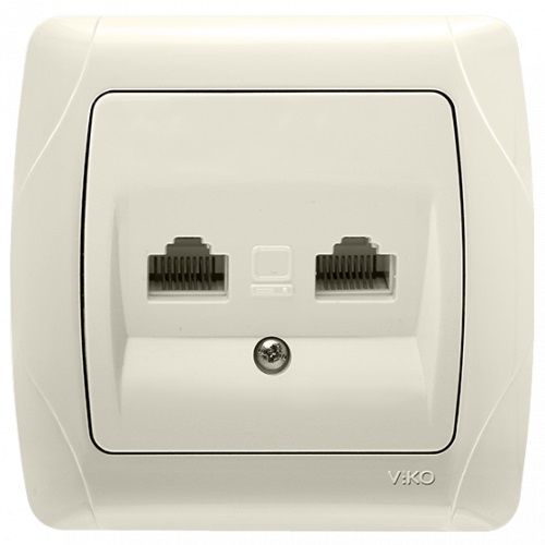 Розетка компьютерная RJ45 CAT5e двойная внутренняя VIKO Carmen Крем