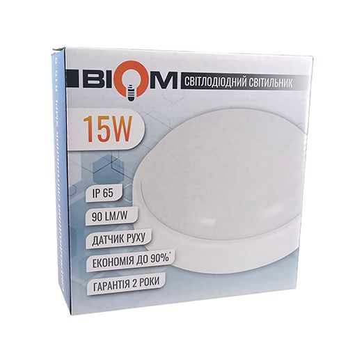 Світильник світлодіодний ЖКГ BIOM SMPL-R15-6 15Вт 6000К коло. sensor