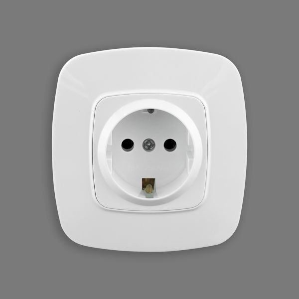 Розетка Horoz одинарна з заземленням біла ELA
