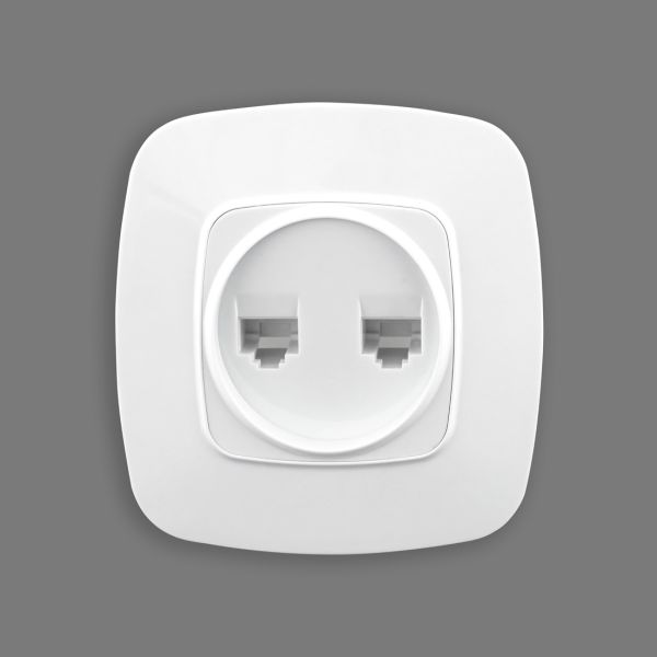 Розетка Horoz подвійна комп'ютерна біла ELA