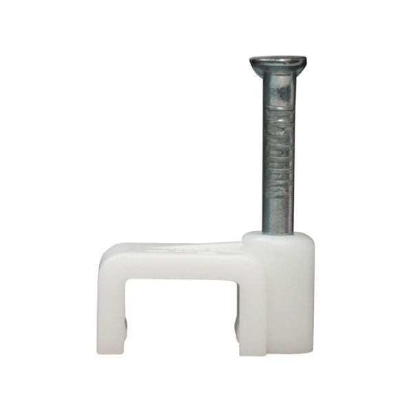 Скоба кабельна 8х4мм плоска біла