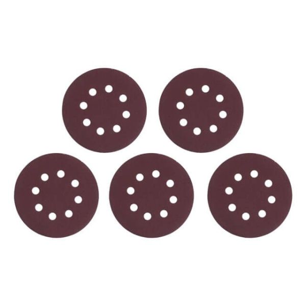 Круг наждаковий самоклеючий 125 мм з отворами , папір клас С, густина 140 г/м2, К140, уп. 5 од. INTERTOOL BT-0587