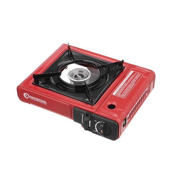 Плитка газова одноконфоркова, п'єзопідпалювання, під газові балони бутан та пропан-бутан INTERTOOL GS-0001