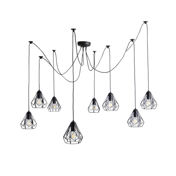 Люстра підвісна Atma Light 8 плафонів серії Capella Bevel Spider-8 Black