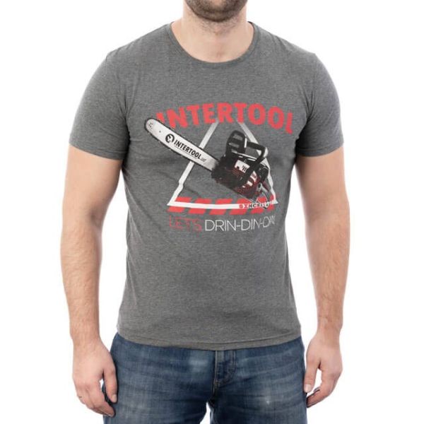 Футболка темно-сіра L 95% бавовна 5% спандекс INTERTOOL SP-2233